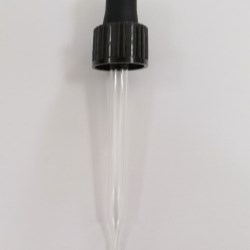 GL18 Dropper, Black Bulb and Collar, 90mm Glass Pipette